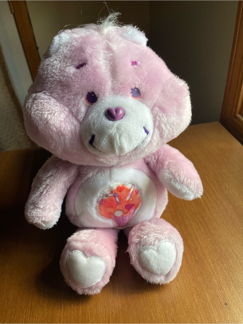 1985 Vintage Kenner Care Bears Share Bear Plush Milkshake Stuffed Animal 13"